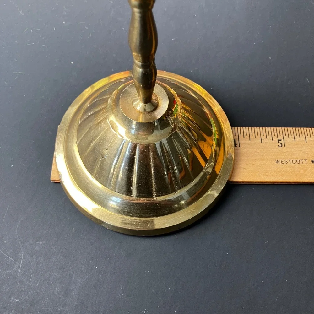 Vintage Brass Wall Sconces Pair Fluted Spindle Candle Holders Made in India 10